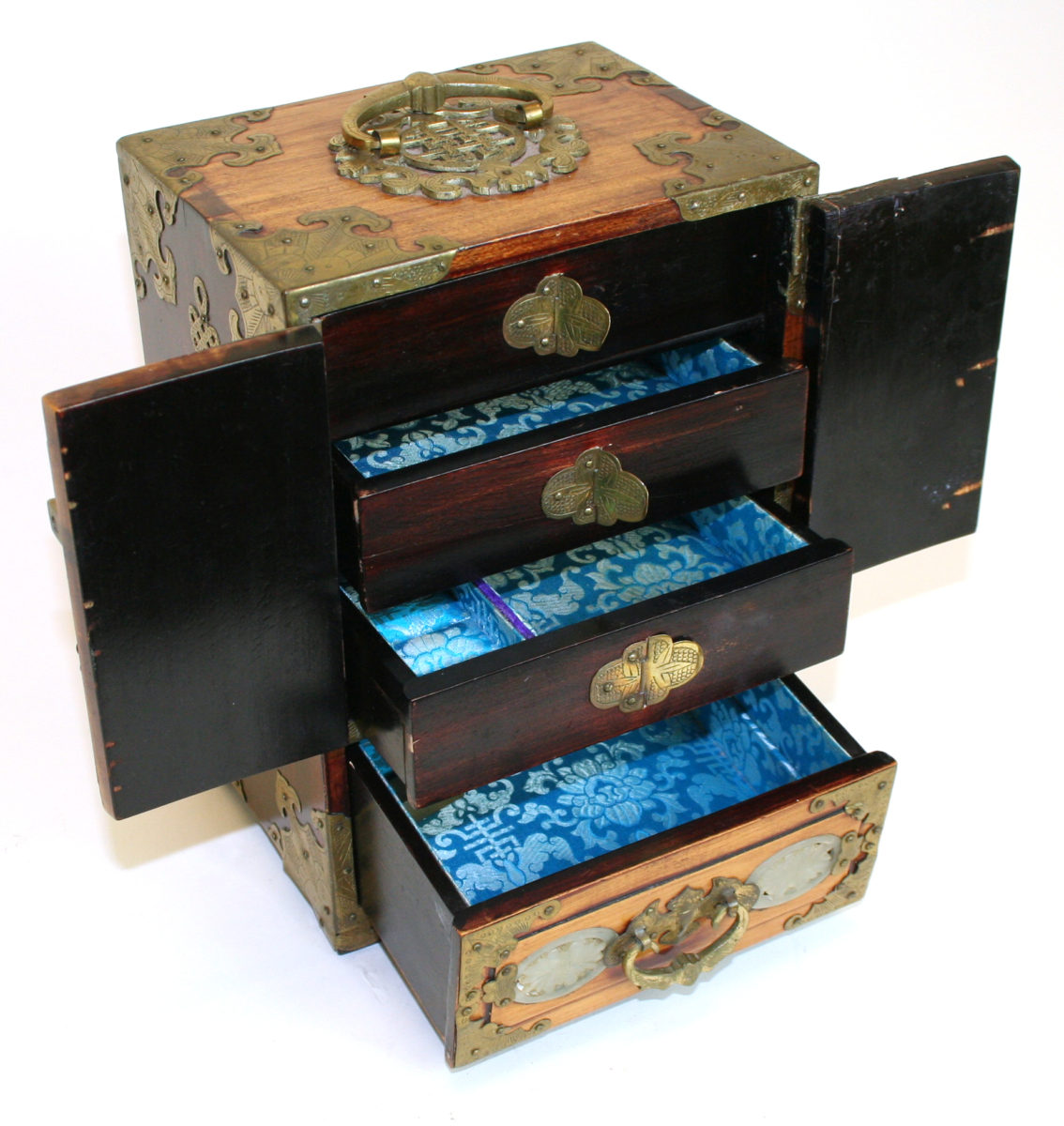19th century Chinese rosewood jewelry cabinet - Image 2